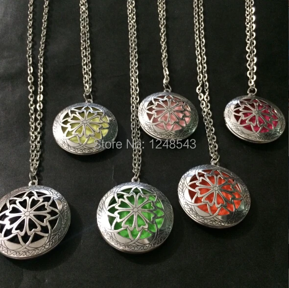 Hollow Out Sunflower Aromatherapy Locket Necklace Essential Oil Diffuser Filigree with Colorful pads | Украшения и аксессуары