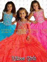 Neue Ankunft Langarm Königliche Kristall-Ballkleid 2016 Mode Kostenloser Versand Mädchen Pageant Kleider Little Girls Prom Kleid HYD123