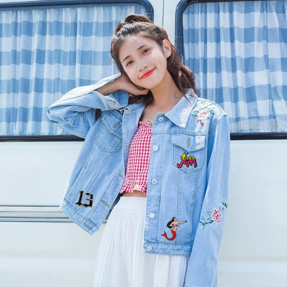 PKE0010 10pcs Lot Mermaid Beauty Embroidered Twill Patch Iron On Clothing 100% Embroidery DIY Applique Badge Flight Suit Emb (5)