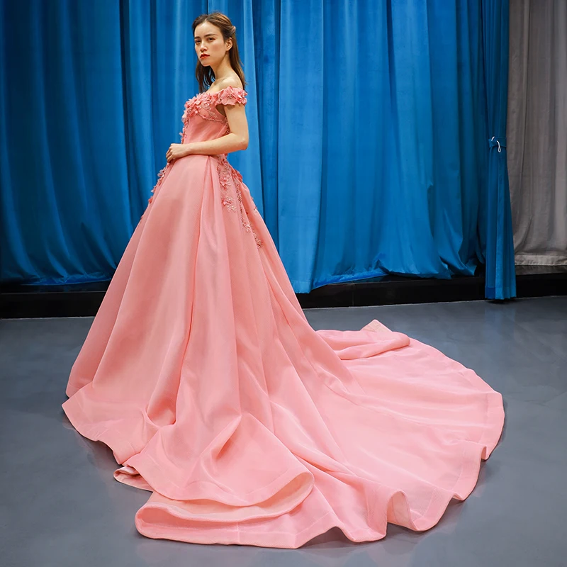 J66795 jancember pink formal evening dresses long off the shoulder V-neck A-line floor length beauty girls pageant dress blue