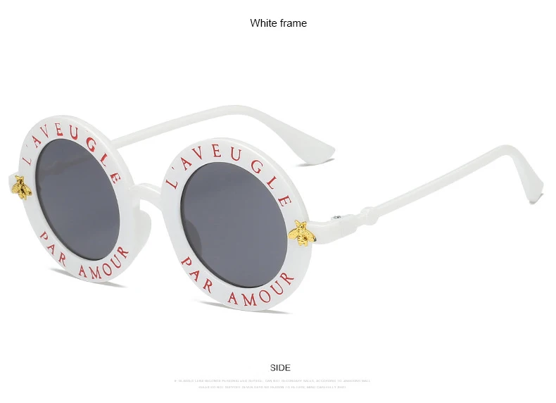 Retro Round Sunglasses English Letters Little Bee Men Women Brand Glasses Designer Fashion Male Female Eyewear1 (8)