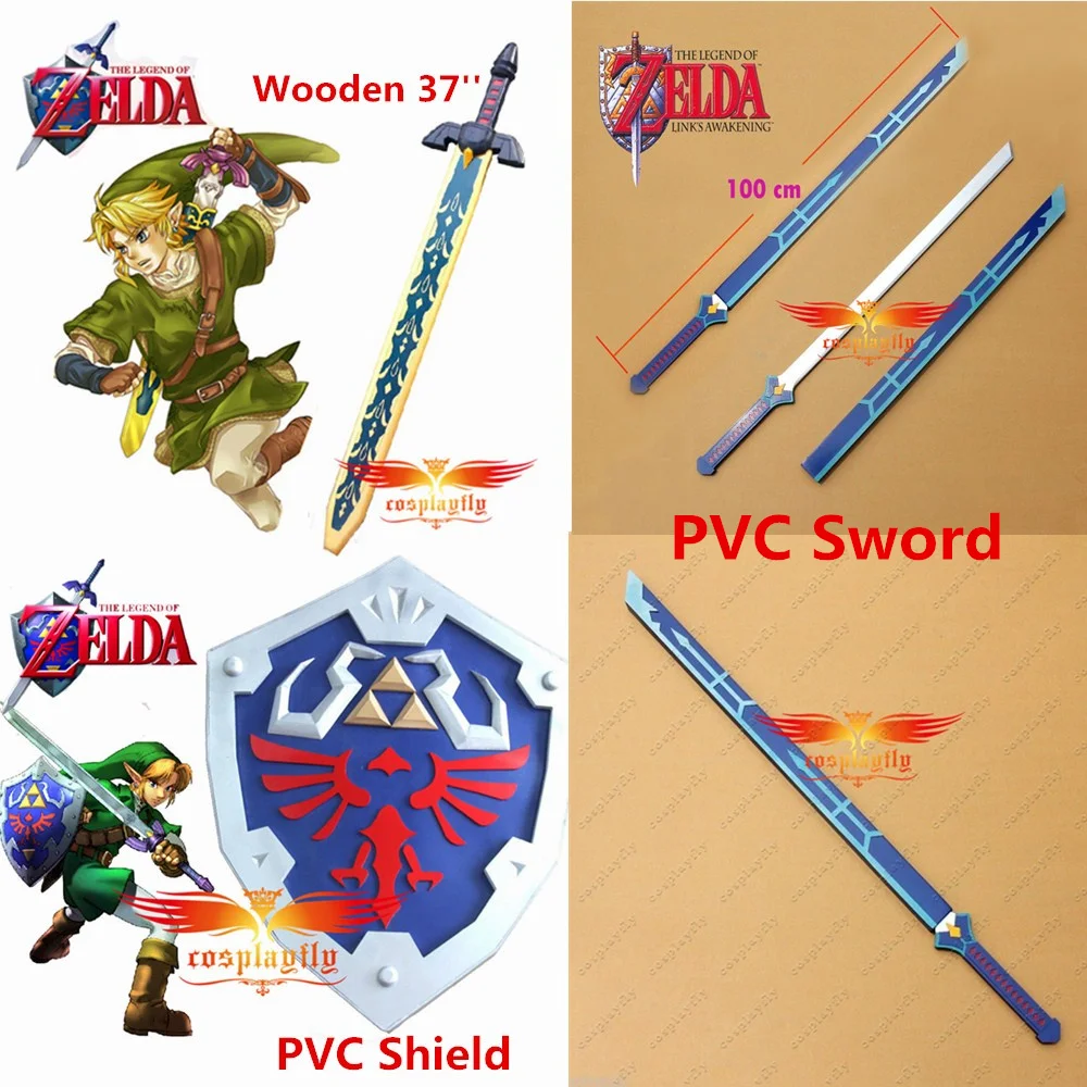 

The Legend of Zelda Link's Shield PVC Replica Cos Prop, the Katana Version of Link's Master Sword PVC, Wooden 37'' Cosplay Prop