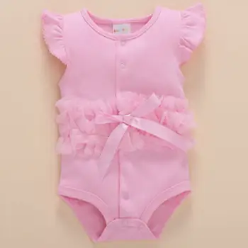 

Lovely Newborn Baby Girl Cartoon Lace White Ruffles Sleeve Patchwork Dot Princess Baby Romper Jumpsuit Outfit Sunsuit Clothes