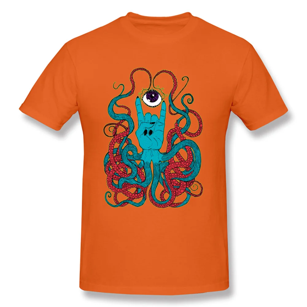 Octo 100% Cotton Tops T Shirt for Men Camisa T Shirt Fitness Tight Classic O-Neck Sweatshirts Short Sleeve Drop Shipping Octo orange