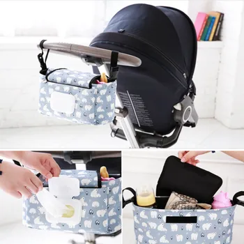 

Baby Stroller Organizer Bags Mummy Diaper Bag Hook Baby Carriage Hanging Storage Bag Cartoon Folding Travel Stroller