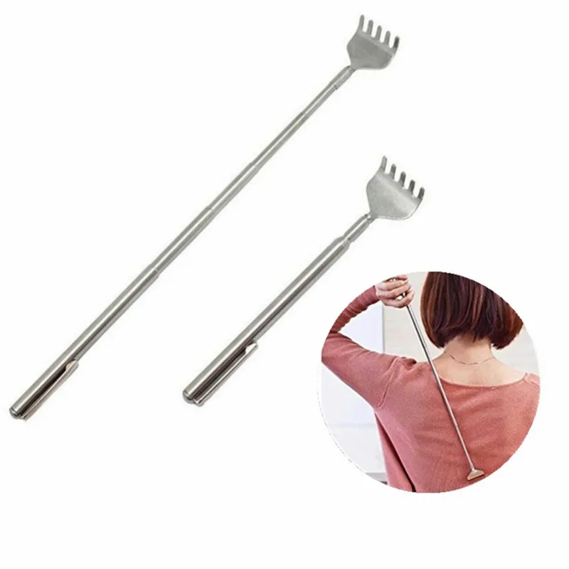 

1PC New Stainless Steel Telescopic Portable Adjustable Size Pen Clip Telescopic Back Scratcher Itch Scratch Tool