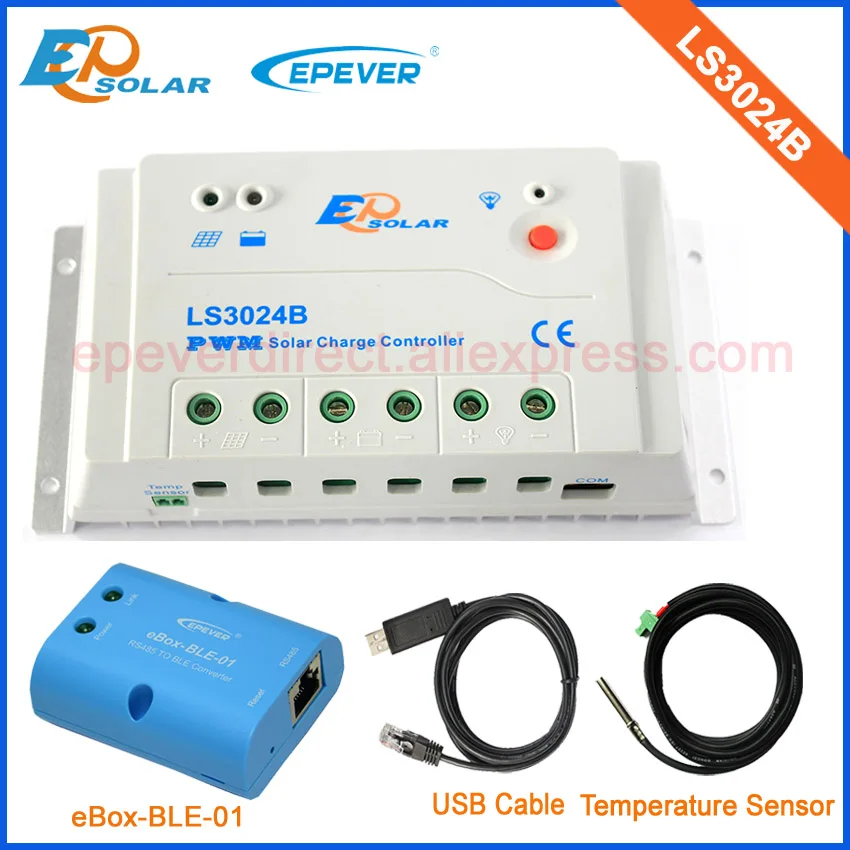 

12V/24V auto work 30A 30amp PWM Solar Panel Battery Controller LS3024B with USB and temperature sensor bluetooth funciton