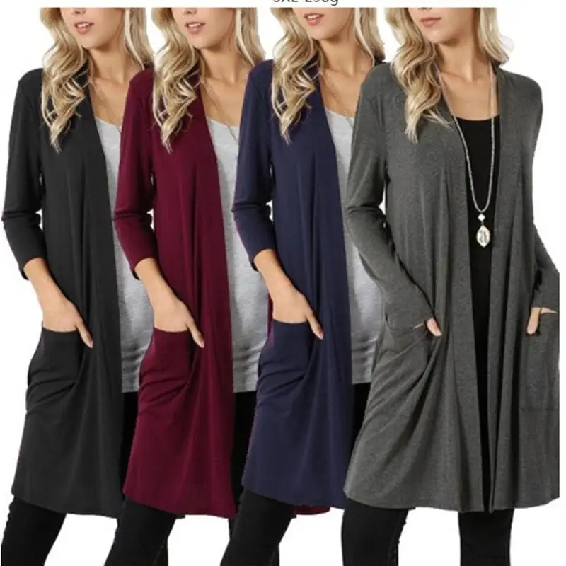 Sweater women Solid Drape Front Open Irregular Casual Cardigan Thin Coat Tops Outcoats Autumn clothes cardigan ladies Plus Size | Женская