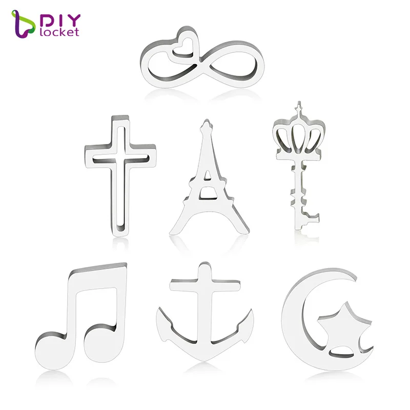 

Wholesale 10pcs/lot Mix Style Mini Stainless Steel Plain Floating Charms For Glass Locket, Accept Customization SSFC04-71