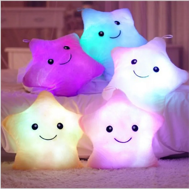 

BALIFU 1Pcs Colorful Emitting LED Luminous Stars LED Light Plush Pillow Cushion Kids Toys Party Birthday Gift