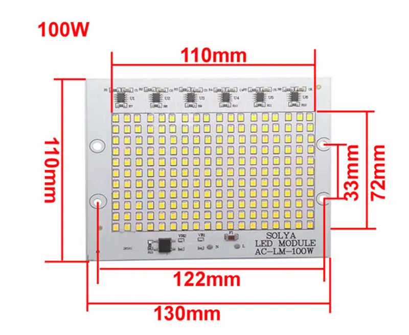 COB светодиодный чип 100 Вт 50 Вт 30 Вт 20 Вт 10 Вт Smart IC без необходимости драйвер светодиодный SMD бусины для прожектора прожектор наружная лампа