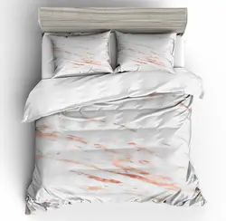 Домашний/постельное белье для спальни с 3D принтом, комплект из 3 предметов с 2 наволочками в стиле ретро, розовое золото/Белый, набор