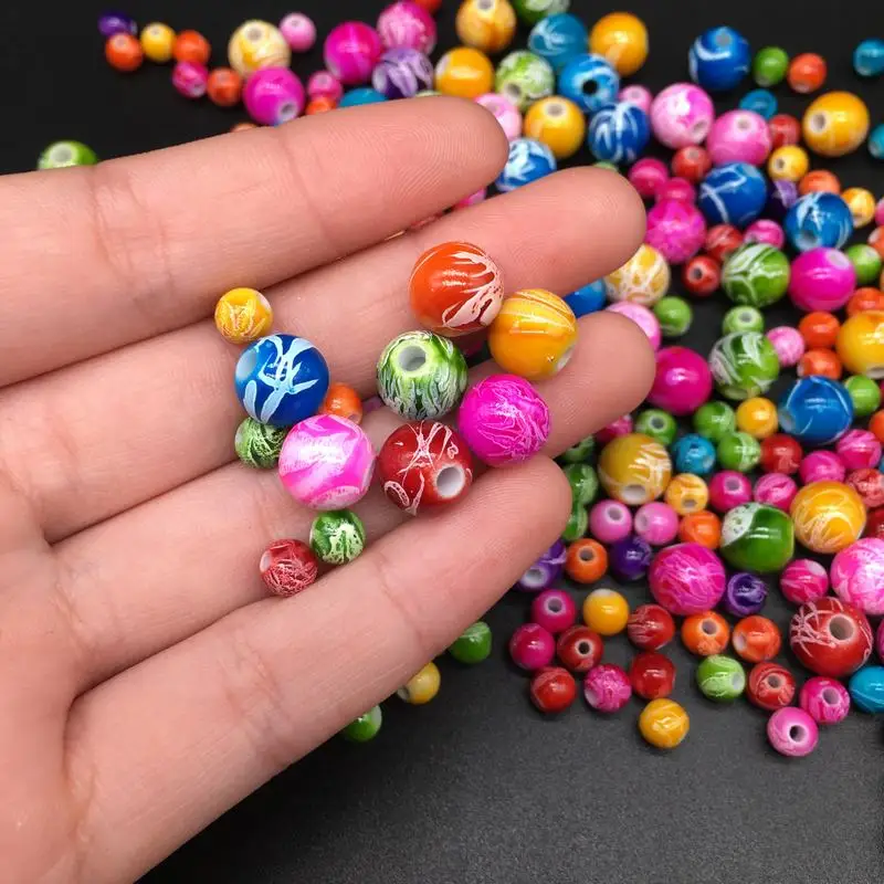 

100/50pcs 6/10mm Acrylic Stripe Bead Handmade DIY Beads Jewelry Pretty Accessories Simple Fashion For Bracelet Necklace Cheap