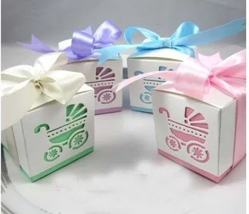 

50pcs/lot Baby Shower Ribbon Favour Gift Candy Boxes Wedding Favors and Gifts for Wedding Party Event Supplies