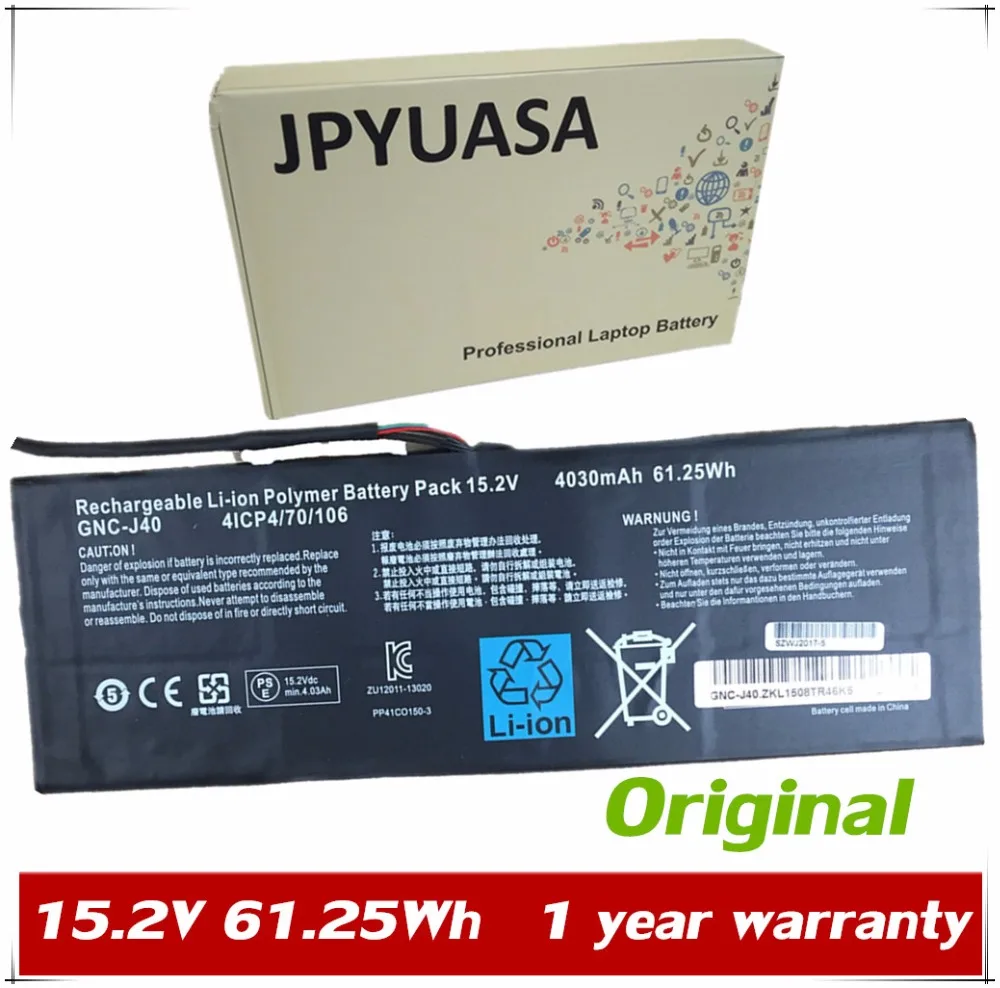 JPYUASA 15.2V 4030mAh 61.25Wh Original GNC J40 961TA013F Laptop Battery For GIGABYTE P34W P34K