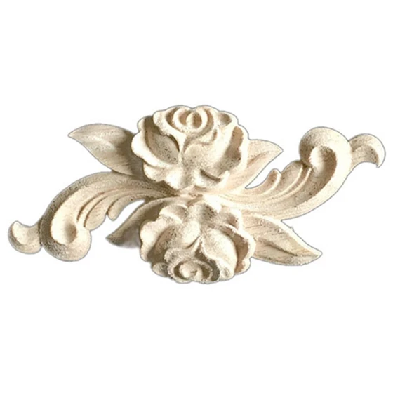 

Rubber Wood Carved Corner Craft Onlay Applique Furniture Door Home Decor Retro