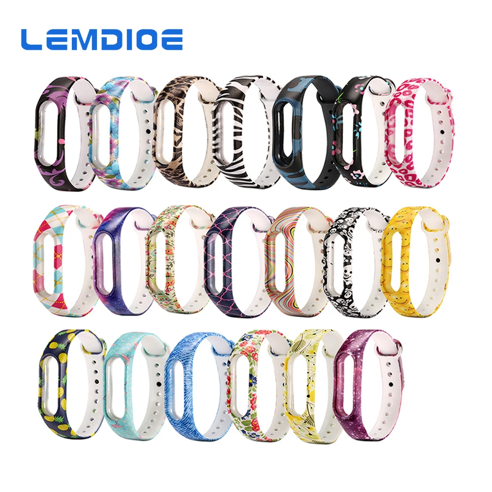 

LEMDIOE Smart Fitness Bracelet For Xiaomi Mi Band 2 Strap Silicone Colorful Sport Smart Band Cute For Mi Band 2 Wristband Strap