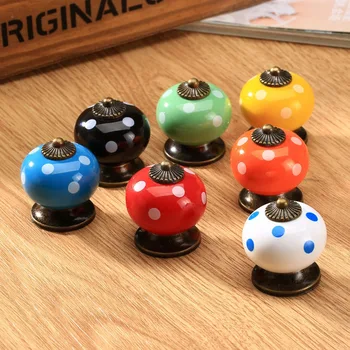 1Pc Round Ceramics Drawer Knob Furniture Cabinet Knobs and Handles Door Handle Drawer Cupboard Kitchen Pull Handle Colorful