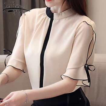 

new 2019 womens tops and blouses women short sleeve chiffon shirts blusas femininas elegante blouse women women shirts 3412 50