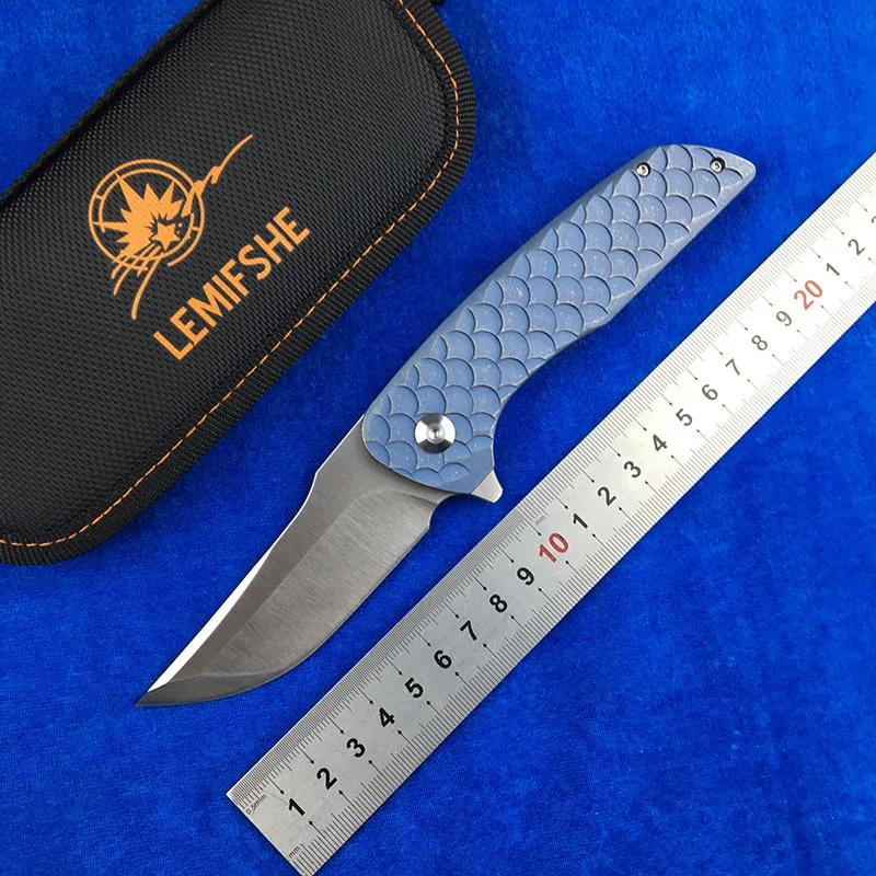 

LEMIFSHE M390 blade Hokkaido Flipper folding knife titanium alloy 3D handle outdoor camping hunting fruit knife EDC tool