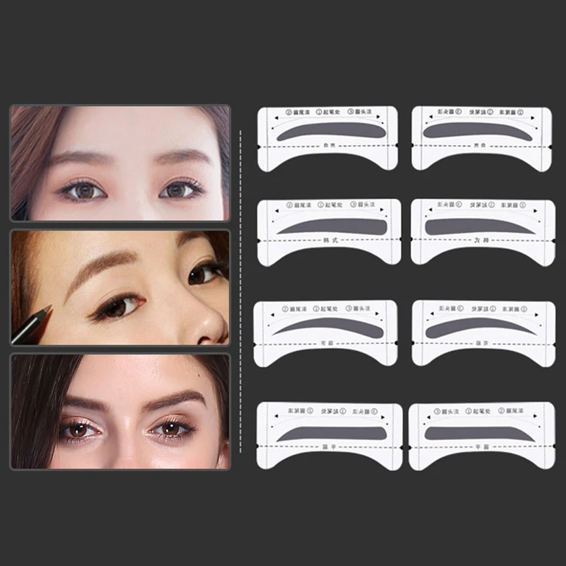 

4Pairs Durable Eyebrow Stencil Eyes Makeup Clear Eye Brow Drawing Template Assistant Card Brow Shaping Model for Beginner