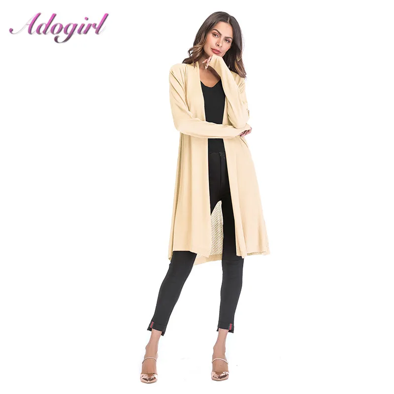 

Adogirl casual Autumn Long Knitted Cardigan Sweater Women 2019 Long Sleeve Loose Cardigan Coats Tops Female Outwear Jacket Coats