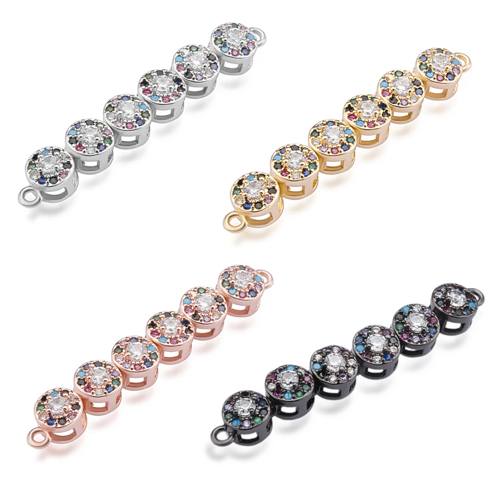 

Long Tube Shape Brass Metal With Two Hole Charm Micro Pave Color Cubic Zircon For Jewelry Bracelet DIY Making Connectors ZSS413