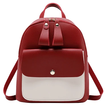 Западный благоприятный рюкзак женский PU красный/серый/коричневый/розовый/Черный Многофункциональный рюкзак женская Милая Маленькая женская сумка - Цвет: Красный