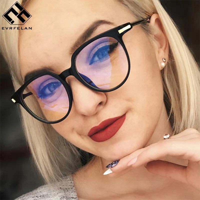 

Evrfelan Clear Lens Cat Eye Glasses Black Full Frame Women Fashion Spectacle Glasses Frame Eyewear Optical Clear Eyeglasses