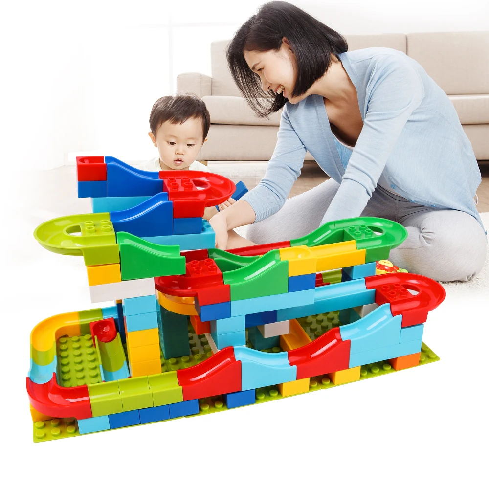 

125Pcs Construction Marble Race Run Maze Balls Track Building Blocks Big Size Educational Bricks Compatible with Legoed Duploed