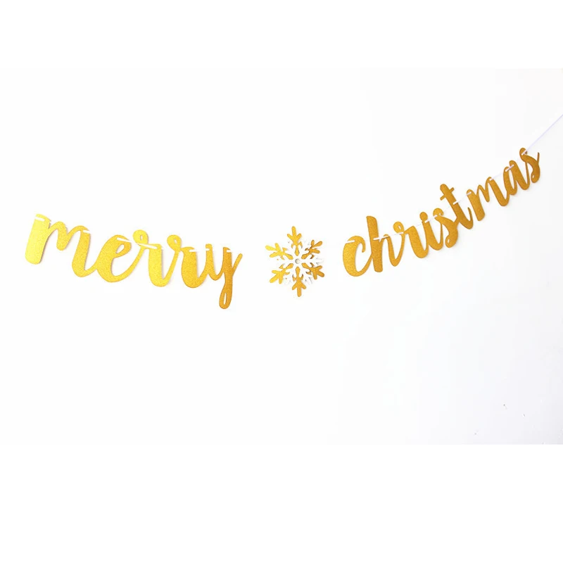 Leeiu блестящая бумага золото Счастливого Рождества баннер Рождественское украшение счастливый год баннеры дома гирлянда из ткани рождественские принадлежности