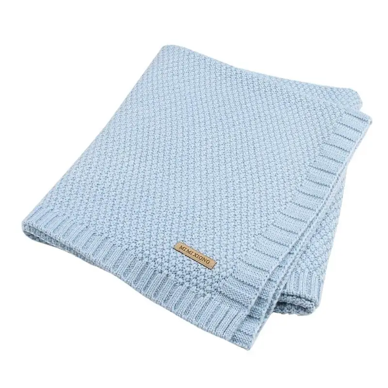 Детское одеяло вязаное для новорожденных пеленать обертывание мягкий малыш диван постельные принадлежности одеяло - Цвет: Синий