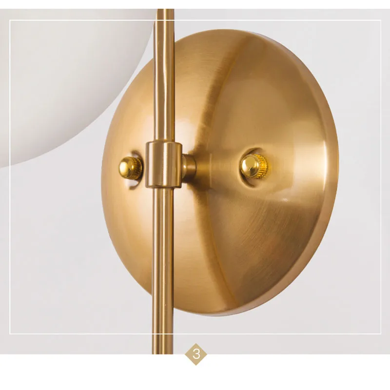 Modern Gold Wall Light White Glass Ball Wall Lamp Bedside Hotel Home Indoor Wall Lighting Fixture LED Creative Home Lights (2)