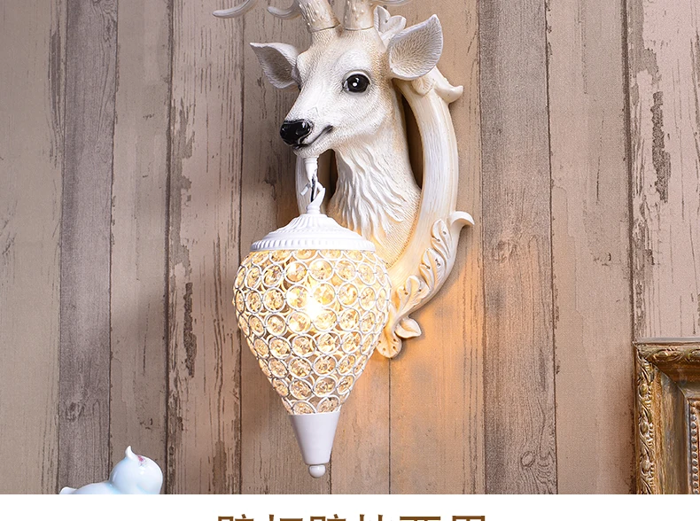 Один глава голова оленя настенный светильник Nordic гостиная ТВ фонарь настенный с задним освещением творческий лампы для украшения дома ZP425114