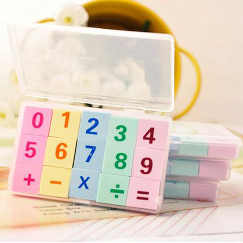 1 Sets/lot Numbers Eraser With Gift Plastic Box For Kid School Supplies