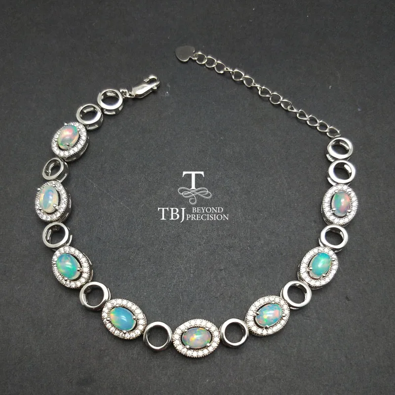 

TBJ,Fabulous gemstone bracelet with natural colorful opal in 925 sterling silver , Unique gift for women , party & daily wear