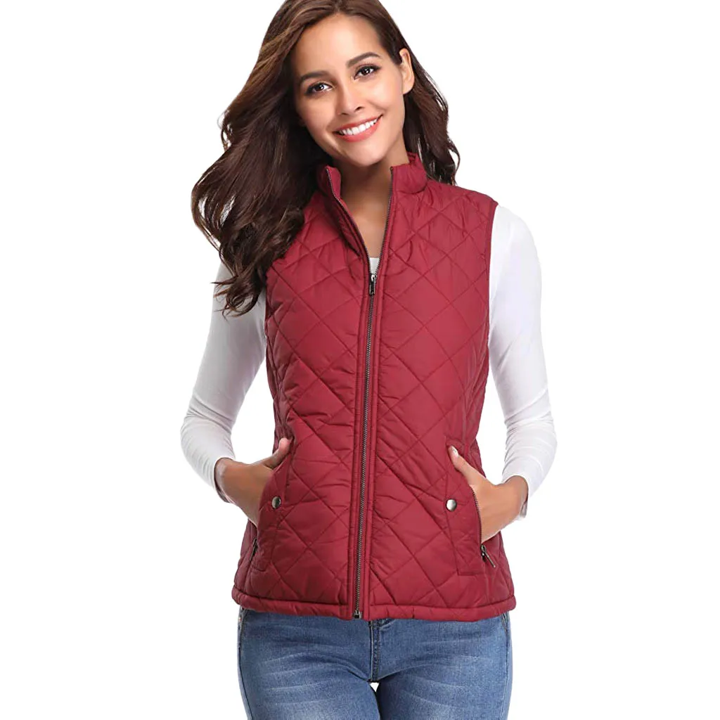 Black Waistcoat Fashion Women Solid Sleeveless Autumn Jacket vests Ladies Thick Winter Warm Vest Coat Jacket Female Chalecos