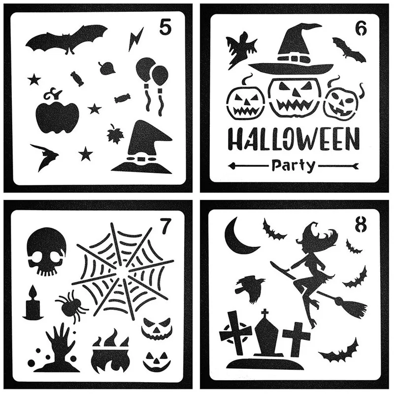 

1pcs Halloween painting template ruler Stencil Plastic Planner Stencils Journal/Notebook/Diary/Scrapbook DIY Drawing Stencil