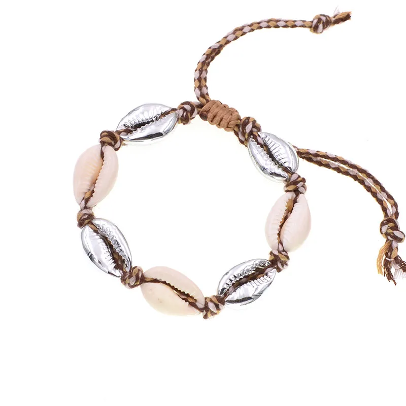 brown silver white WELLMORE серебряные/Золотые богемные браслеты для женщин Подвеска Бохо браслеты женские пляжные вечерние ювелирные изделия Прямая поставка - Окраска металла: brown silver white