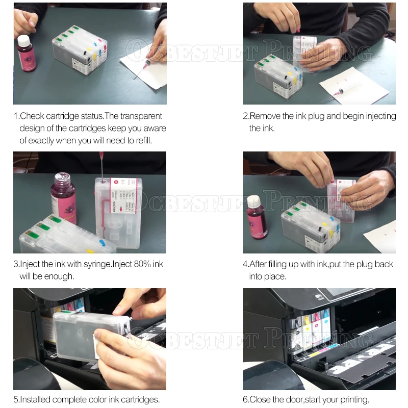 4 Цвета/комплект T7921-T7924 T7921XL перезаправляемый картридж с чип для Epson рабочей силы Pro WF-5111 WF-5191 WF-5621