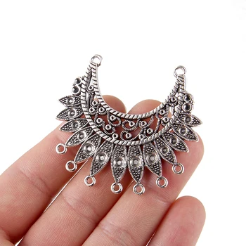 

2pcs Crescent Moon Hollow Flower Connector Fit DIY Earrings Jewelry Making Wholesale 3.8cm*5cm