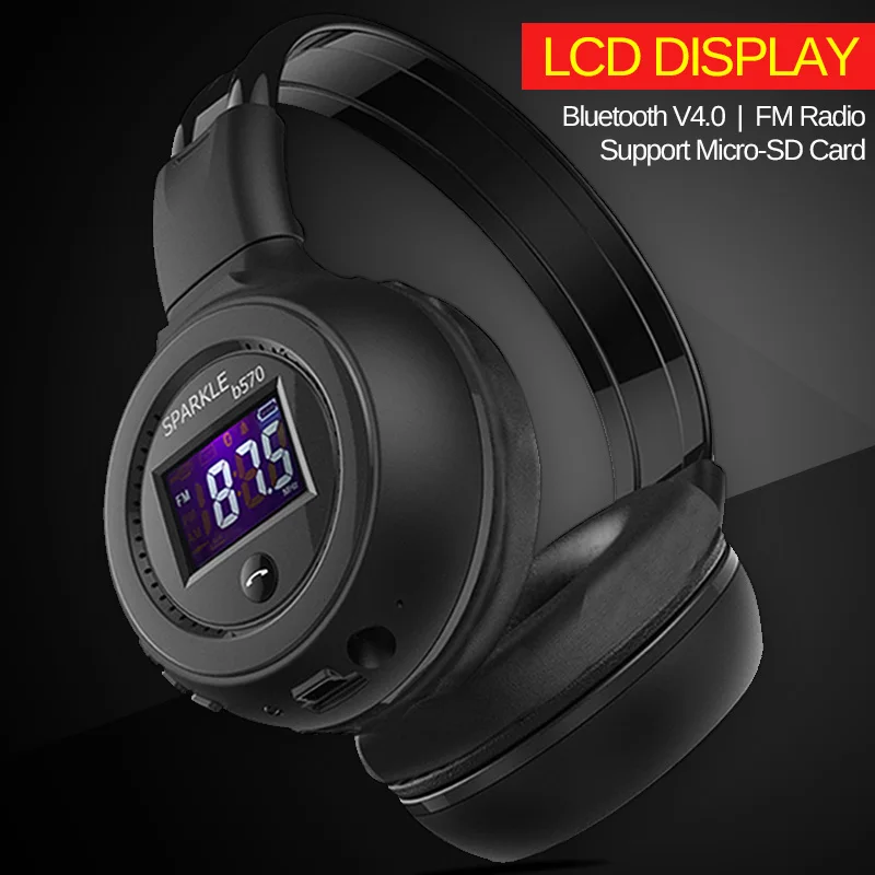 Lowest Price ZEALOT B570 Foldable HiFi Stereo Wireless Bluetooth Headphone With LCD Screen FM Radio Micro-SD Slot