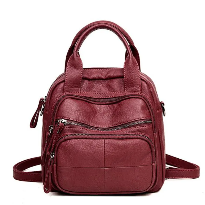 

mochilas mujer 2018 Shoulder bag rucksack retro fashion new trend PU skin shopping casual backpack multi-function wild package