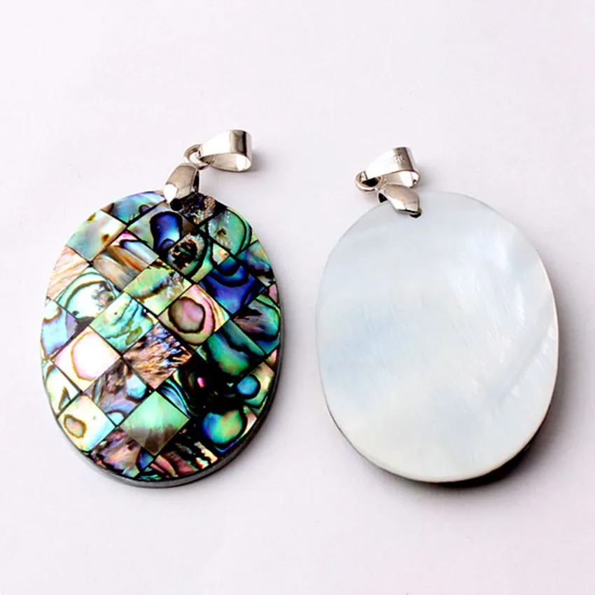 

xinshangmie Zealand Ellipse Natural Mother of Pearls Shell Abalone Shell Splicing Pendant Charms Women Fashion Jewelry