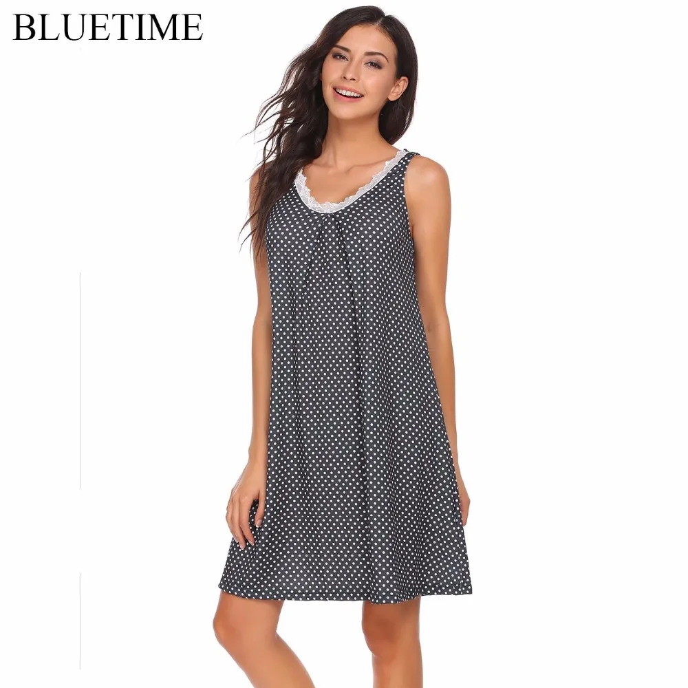 Women Nightgown Nightwear Dot Nightie Loose Nightdress Sleepwear Sexy