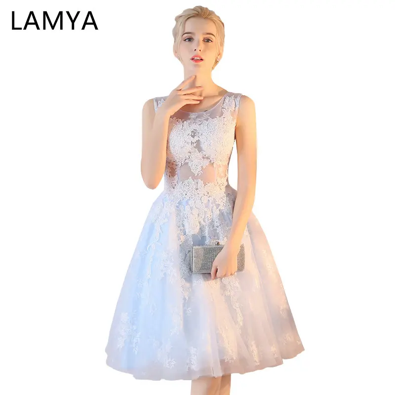 

LAMYA Women's A Line Short Lace Prom Dresses Elegant Evening Party Homecoming Dress 2023 Sexy vestidos de fiesta Formal Gown