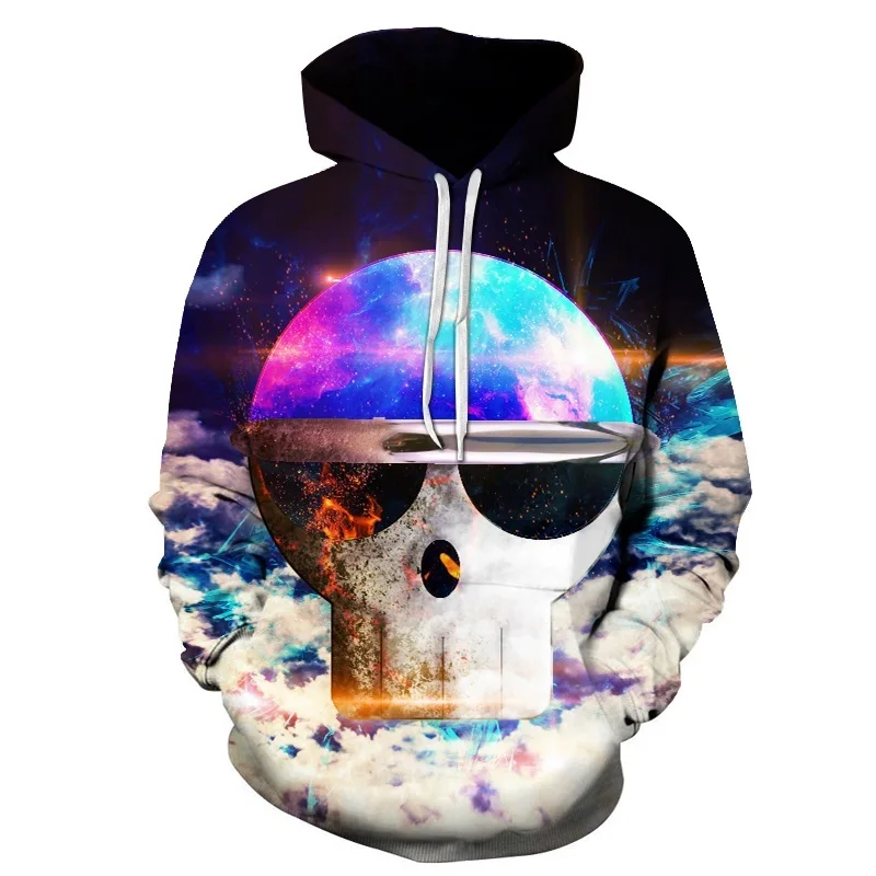

Hot Sale Autumn Winter Hooded Fashion Men/Women Casual thin Hoodies Skull 3d Starry Sky Print Hoody Sweatshirts Pullovers Jacket