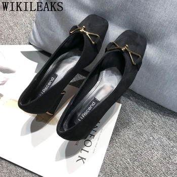 

Elegant Shoes For Woman Square Heel Mid Heel Shoes+female Black Heels Office Shoes Women Escarpins Sexy Hauts Talons Talon Femme