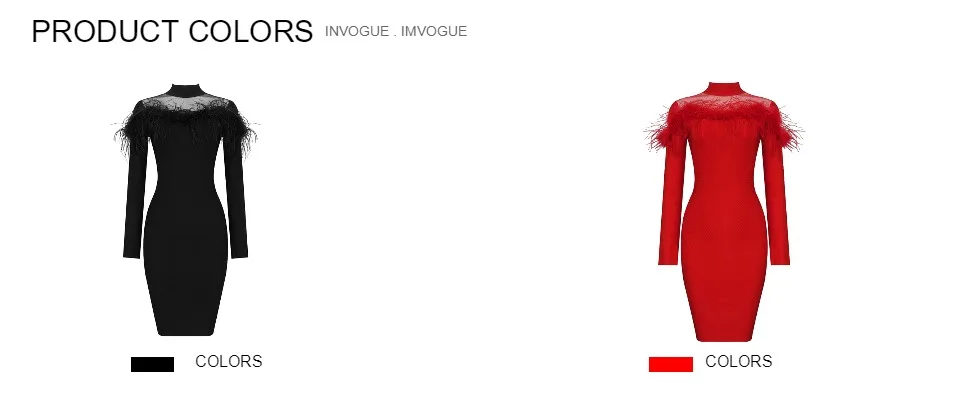 INVOGUE. IMVOGUE Новинка года Бандажное платье модные перья сетки О образным вырезом одежда с длинным рукавом Твердые Bodycon Вечерние