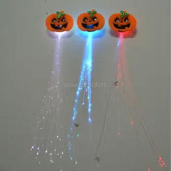 

Free shipping 200pcs/lot LED Wigs Glowing Flash LED pumpkin Hair Braid Clip Hairpin Decoration Ligth Up Show halloween Party